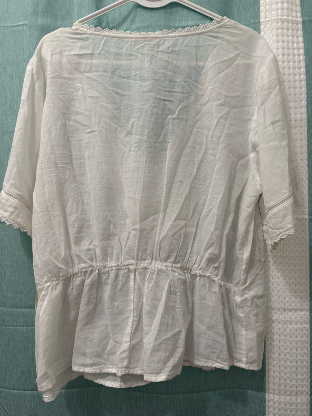 a.n.a White V-Neck Peasant Tunic with Lace Trim - Picture 5 of 5